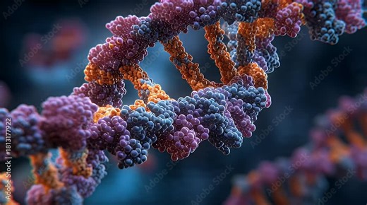 Rotating DNA Structure in Detailed Animation Biology and Science