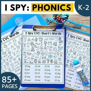 I Spy Phonics Worksheets Word Work Activities