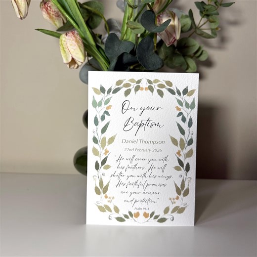 Personalised Baptism Card | Christening Card With Scripture | on Your Baptism | Christian Keepsake | Psalm 91 Card - Etsy UK