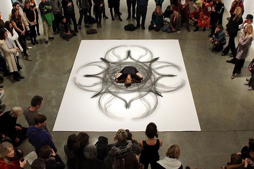 Artist Uses Entire Body to Create Larger than Life Charcoal Drawings