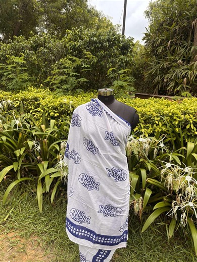 Fish Print Sarong Beach Wrap | Cotton Pareo Cover up | Ocean Theme Boho Wrap Skirt | Tropical Vacation Wear - Etsy