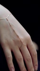 14K Solid Gold Diamond or Cubic Zirconia Slave Bracelet, Hand Chain Ring Handlet - Etsy