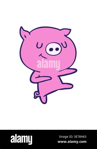 jiggle motion animation of happy cartoon pig dancing Stock Video Footage - Alamy