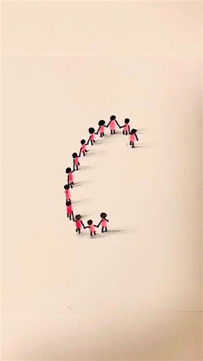 3D Satisfying Unity Art |Amazing 3D People Chain Art 🤝|Easy 3D Art #3d #3dart #art #drawing #shorts