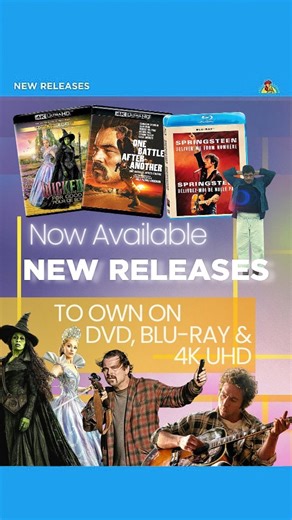 Sunrise Records on Instagram: "New Film Releases now available on DVD, Blu-Ray & 4K UHD at Sunrise Records 🐓💿 (As of Tuesday, January 20th, 2026) • "Wicked For Good" (DVD, Blu-Ray, 4K UHD & 4K UHD Steelbook, and 2-Movie Blu-Ray Collection) • "One Battle After Another" (DVD, Blu-Ray, Standard 4K UHD) • "Springsteen: Deliver Me From Nowhere" (Blu-Ray) Be sure to check your local Sunrise Records every Tuesday for new visual releases! #Film #Movie #NewReleases #Wicked #LeonardoDiCaprio"