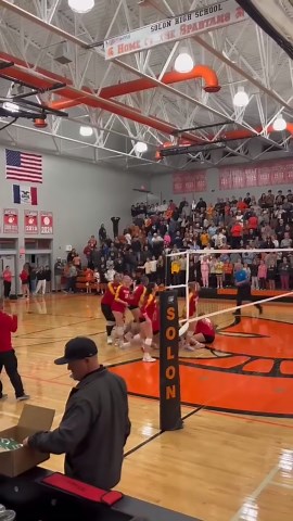 Game winner from Marion vs. Solon Iowa High School regional volleyball playoffs