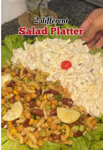 Delicious Salad Platter: Creamy Fruit & Macaroni Salad