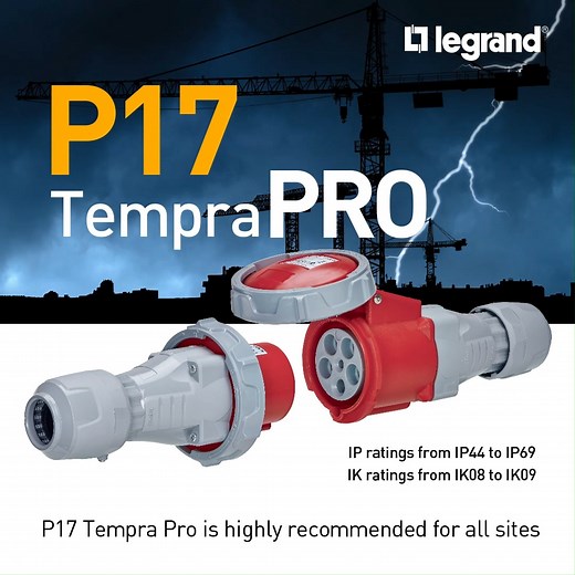 The P17 Tempra Pro range of industrial plugs and sockets incorporates numerous benefits for optimum commissioning of installations and increased user safety. It is highly recommended for all sites involving specific constraints related to watertightness, impact resistance or temperature conditions, both indoors and outdoors: shopping centres, hospitals, office buildings, food processing facilities, industry, transportation, data centres, markets, etc. You can purchase a selection of P17 Tempra P