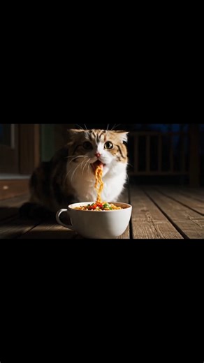 cat eating spicy noodles #ai #shorts