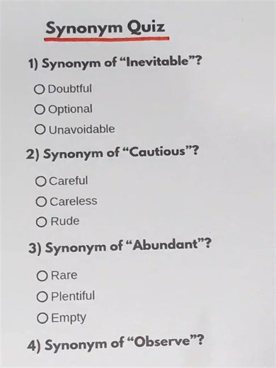 Synonym Quiz Challenge: Test Your Vocabulary Skills