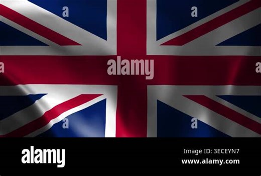 Dramatic animation of the UK Union Jack flag waving in the wind. Featuring realistic fabric textures, deep red and blue tones, and smooth silk motion for patriotic background use Stock Video Footage - Alamy