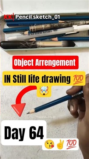 Object Arrangement💯✌️ in Still Life Drawing🎨| Day 64/365 Days Drawing Challenge#objectdrawing#shorts