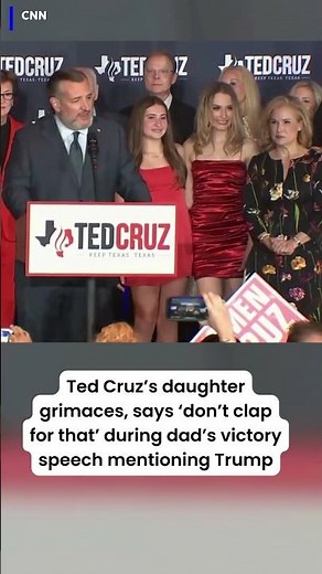 Ted Cruz daughter gestures during Donald Trump comments at father's victory speech