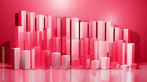 wiggling abstract columns as abstract looping background for analytical programs and news broadcasts. 3d geometric background as abstract infographics. Visualization of statistical data in red color Stock Video