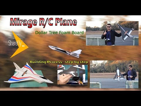 How to Build the 32 inch Mirage R/C Airplane Dollar Tree Foam Board