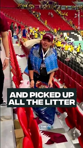 Japanese fans clean up World Cup stadium after game #shorts