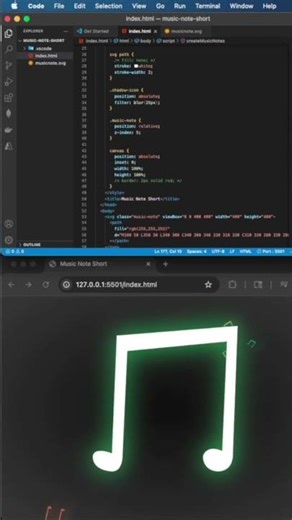 Dancing Music Notes 🎵 | HTML Canvas + SVG Animation #coding #uidesignlearning #webdevelopment