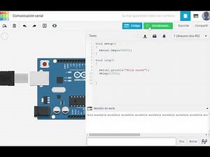 Envío de mensaje a monitor serial usando arduino, simulado en tinkercad.
