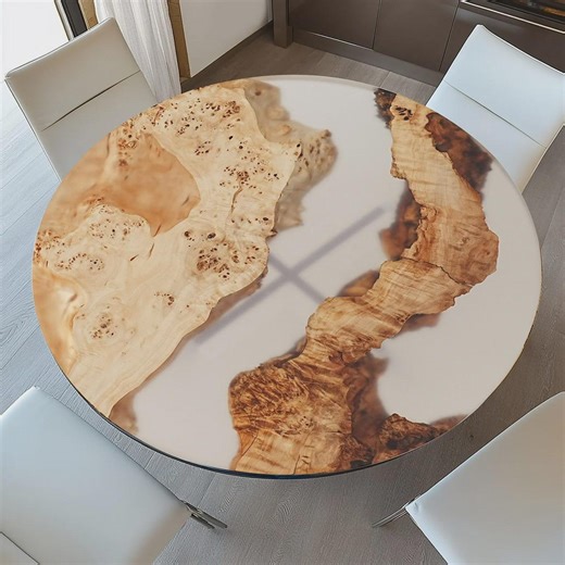 Round Poplar Wood Epoxy Resin River Table – Live Edge Coffee or Dining - Etsy Canada