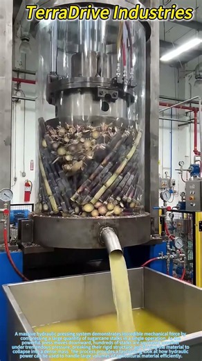 Massive Hydraulic Press Crushing Hundreds of Sugarcane Stalks at Once! ⚙️💥