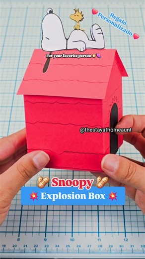 Auntie D's Crafts ✨️🎨♥️ on Instagram: "Snoopy Valentine explosion box 💘 for your favorite person. I made this for my fiancé 🤫❤️ . . . #ExplosionBox #ValentinesDIY #HandmadeGift #PaperCrafts #Manualidades . . . Thestayathomeauntcrafts, asmr, crafts, handmade, gifts, Snoopy, explosion box, Valentine explosion box, handmade Valentine gift, DIY, explosion box tutorial, Peanuts inspired craft, paper gift box idea, surprise, gift box, scrapbook, regalo hecho a mano, San Valentín, caja sorpresa, man