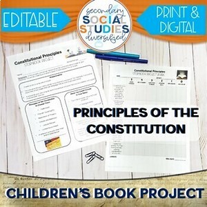 Constitutional Principles Children's Book Project Editable Digital and Print