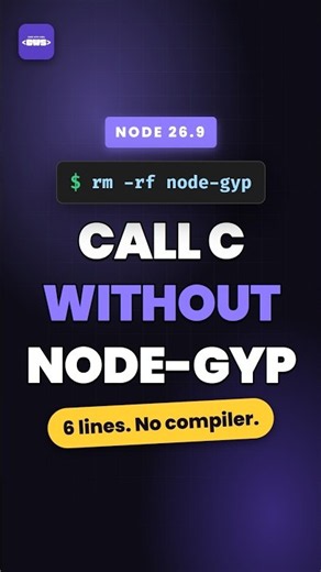 Node 26 Calls C Without node-gyp 🤯 #nodejs