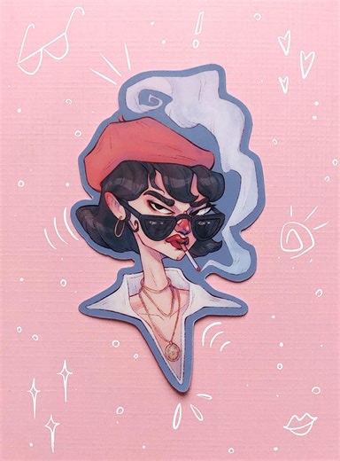 Retro Girl Sticker – French Inspired Character Art, Matte Vinyl Decal - Etsy
