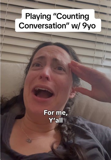 How to play ⬇️ 1. Start with a one word sentence — like Hi! 2. Then two words, then three... 3 See if you can get to twenty! OR, do like we did here and just go until it naturally wraps up 🤣 The biggest challenge with this game is counting WORDS, not syllables. My stepdaughter and I were so proud when we came up with this game almost two years ago now but we hadn’t played in a while until the other night! Let me know if you try with your fam!! 💞 👉 btw if you are new here - hi, I’m Mia! I’m ou