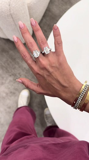 Two diamonds same exact carat weight, different ratios. #foryou #foryoupage #diamondtiktok #diamondlovers #luxurylife #diamondsmoment #stepintolove #jewelrylover #naturaldiamondsonly #giacertified #diamondsareagirlsbestfriend #diamondmanufacturer #emeraldcutdiamondring #themoreyouknow