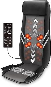 Snailax Back Massager with Heat,Shiatsu Massage Seat Cushion,8 Flexible Nodes Massage for Full Back Massage Chair Pad,Chair Massager for Office,Home Use