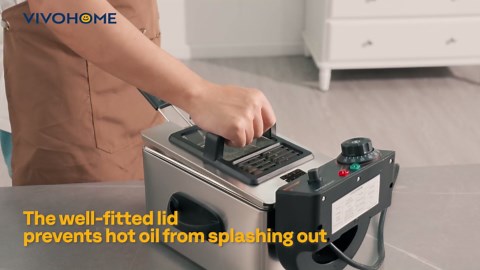 VIVOHOME Electric Deep Fryer with 4L / 17 Cup Oil Capacity, Stainless Steel Oil Fryer with Temperature Control and Lid
