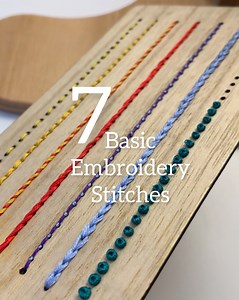 17K views · 167 reactions | Learn 7 basic embroidery stitches to use on my "Stitch on Wood" templates or to implement on fabric. ❤️瑱 It has never been so easy to capture the principles of these stitches. Which one is your favorite? #embroidery #learntostitch #embroideryonwood #embroiderytutorial #diy #handmade #madeindubai #madeinuae #damngoodstitch #howto #howtoembroider #asmr | Raspberry.stitches | Facebook