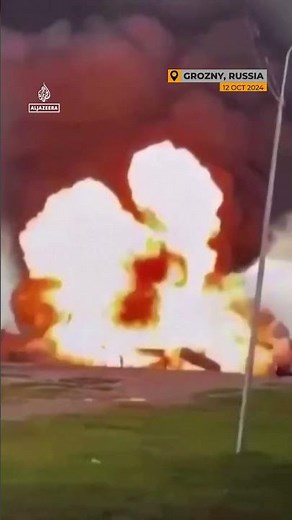 Massive fuel tank explosion in Russia's Chechnya kills four | AJ #shorts