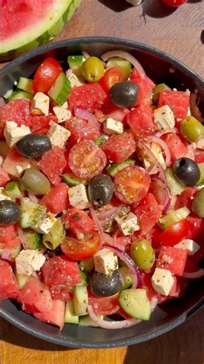 Greek Watermelon Salad With Feta And Olives