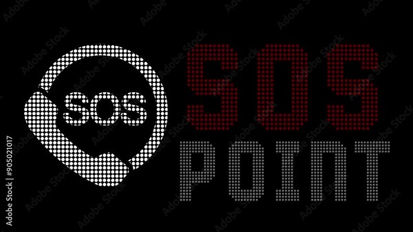 SOS Point Sign Digital Animation - High-Definition Animated Video Featuring a Dynamic 'SOS Point' Sign with Bold Motion Effects - Ideal for Emergency Alerts, Safety Notifications, and Navigation Assis
