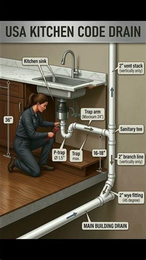 USA Kitchen Code Drain | Kitchen Sink Plumbing Detail | #Shorts