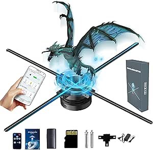 3DHologramFan,Missyou 23.6“ 3DHologramfan Projector HD LED Advertising Display with Remote and Bluetooth and Splicing,700 Video Library for Business Store Signs,Bar,Party,Halloween,Stage Lights