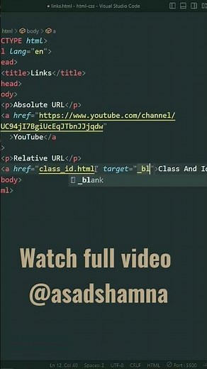 TARGET attribute in HTML #coding #htmlcourse #code #html #htmlcss #css #css3 #visualstudiocode