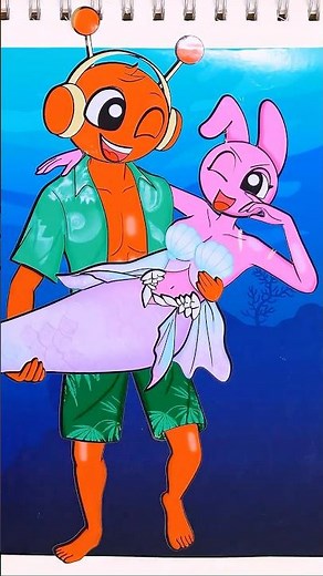 Incredibox Sprunki – Mermaid Pinki Falls in Love with Bad Boy Oren 💖 | DIY Stickers