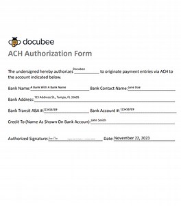 ACH Form Template | Docubee