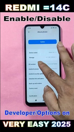 Redmi 14c I How to Enable the Developer Options I For Usb Debugging Etc 2025//