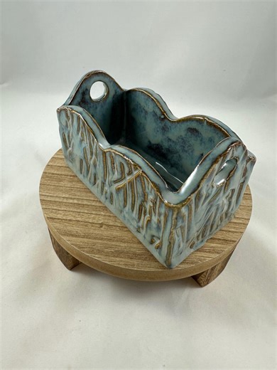 Handmade Ceramic Rectangular Planter, Tea Bag Container, Blue Succulent Planter - Etsy