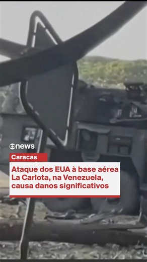 GloboNews on Instagram: "DANOS APÓS ATAQUES - Imagens mostram danos à base aérea de La Carlota, perto de Caracas, com carros militares e ônibus incendiados, cercas destruídas e colunas de fumaça. A TV estatal venezuelana exibiu as imagens, ampliando a dimensão do ataque, que ocorreu em uma base aérea venezuelana. Ainda não há informações oficiais sobre mortos ou feridos. La Carlota fica na região leste de Caracas e é a principal base da Força Aérea venezuelana. ATUALIZAÇÃO ÀS 20H30: O jornal The