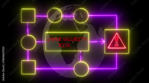 Cyber Security Risk concept with AI and network icons in a grayscale digital network cybersecurity technology