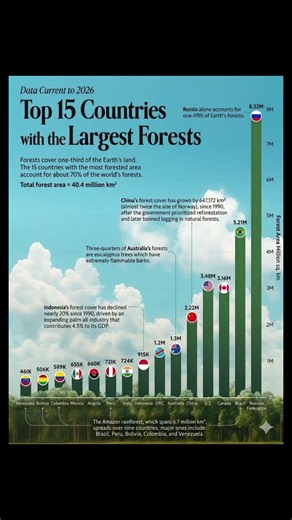 Top Forest Giants: Countries Dominating Earth’s Green Cover 🤯🇷🇺🇨🇳🌍 #geography