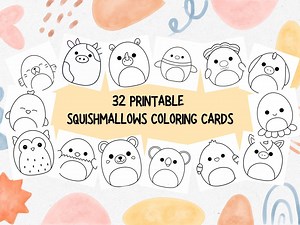 Squishmallow Animal Coloring Cards Printable Set | Cute Kawaii Animal Art for Kids | Large Medium Mini Sizes | Digital Download PDF - Etsy Australia