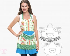 Apron Sewing Pattern Pdf, Vintage Retro Reversible Easy Apron With Pockets, Womens Ladies | APRON - Etsy