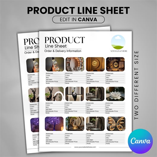 Editable Product Line Sheet Canva Template, Wholesale Line Sheet, Price List Template, Products Catalogue Template,product Sales Sheet Canva - Etsy