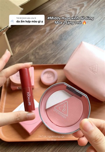 Má hồng 3CE Midi review: Màu trung tính dễ dùng, sale mua 2 tặng 1